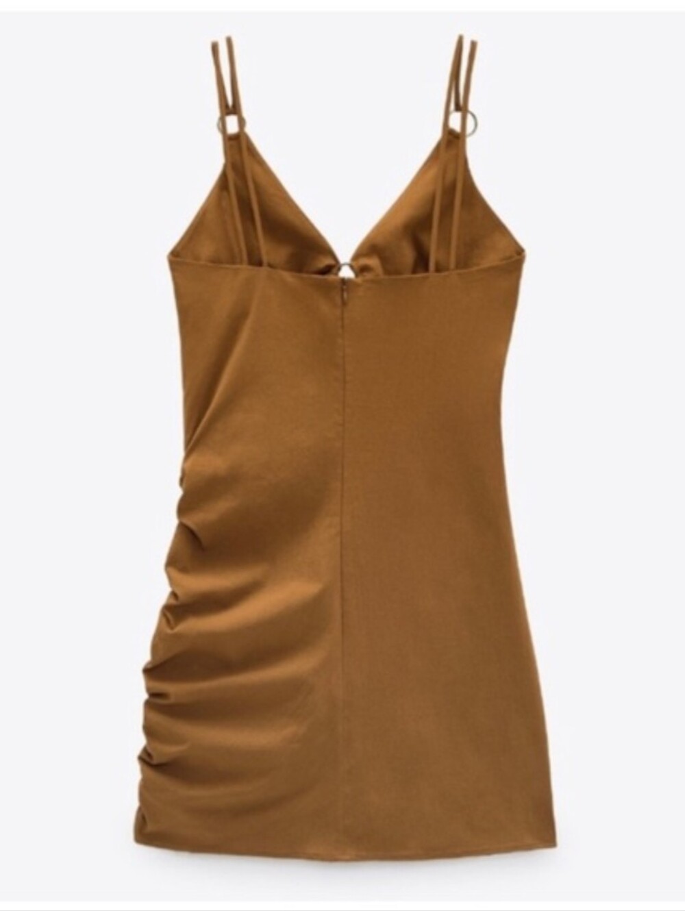 Zara mustard brown cut out mini dress Size L - Picture 4 of 11